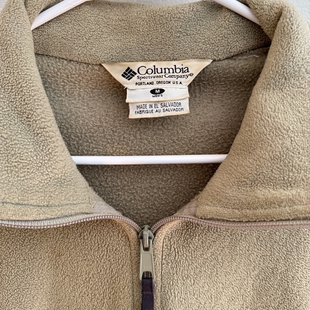 Columbia Men’s Zip Up Sz Medium Beige Fleece Jacket - Picture 3 of 5